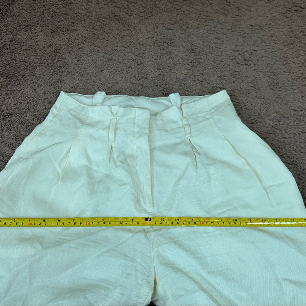 2 FOR $25Express Cream White Linen Blend High Rise Pleated Pants *missing Belt 8 - Picture 7 of 10